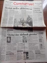 Cumhuriyet Gazetesi - 29  Eylül 1996 - Galatasaray Avrupa 2.si - Nermin Erbakan Orduevine Türbanlı Girerim - Meral Akşener'den Refah Partisi İtirafı -  Eğitim Şeriat Tehdidi - Türkan Saylan - Afganistan'da Kızların Okula Gitmesi Kadının Sokağa Çıkması Yasak -  Tansu Çiller'den Boris Yeltsin'e Geçmiş Olsun - 2 Mahkum Cezaevinde Kendini Yaktı - CHP Türbanla Yargıçlık Olmaz