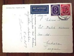 ŞEHİR KARTPOSTALI, TARİHİ ALMANYA KÖLN KATEDRALİ, ARKASI YAZILI VE 3 PULLU (1954 YILINDA YAZILMIŞ BİR MEKTUP), SİYAH BEYAZ, 15 X 10 CM EBADINDA - 1940'LAR, 1950'LER, 1960'LAR, 1970'LER 1980'LER