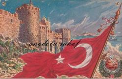 Müdafaa-i Milliye Cemiyeti 1330 - 1331 Harb Hatırası Kartı / Rumeli Hisarı, Boğaz ve Bayrak