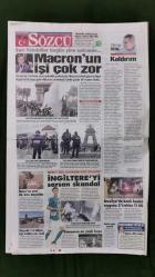 Sözcü Gazetesi 8 Aralık 2018 Mahmut Tanal,Angela Merkel,Tuncay Özilhan,Mesut Özil,Fikret Orman,Mustafa Cengiz,Ricardo Quaresma,Loris Karius,Domagoj Vida,Şenol Güneş,Tümer Metin,Ersun Yanal,Islam Slimani,Mathieu Valbuena,Bobby Dixon,Ozan Kabak,Fatih Terim,Aleksis Çipras,Vladimir Putin,Ahmet Davutoğlu,Hakan Fidan,Erol Bilecik,Andre Ayew