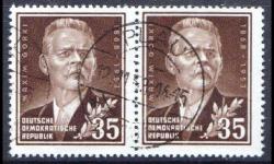 1953 Doğu Almanya DDR Rus yazar Maksim Gorkij Doğumun 85 yılı Çift bitişik komple tekli takım Damgalı
