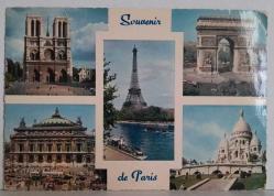 ŞEHİR KARTPOSTALI-FRANSA/PARİS EYFEL KULESİ VE DİĞER TARİHİ MİMARİ YAPILARIN GÜNDÜZ GÖRÜNTÜSÜ,ARKASINA YAZILMIŞ, RENKLİ, 12 X 16 CM EBADINDA - 1950'LER, 1960'LAR, 1970'LER, 1980'LER