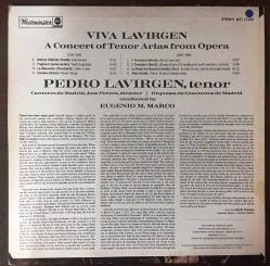 PEDRO LAVIRGEN: Viva Lavirgen - Yabancı 33'lük Plak - Amerika baskı / Opera severler için nadir ve çok değerli bir albüm / Andrea Chenier: Improvviso, Pagliacci: Vesti La Giubba, La Gioconda: Cielo E Mar!, Carmen: Flower Song, Il Trovatore: Ah Si, Ben Mio, Il Trovatore: Di Quella Pira, La Forza Del Destino: Oh Tu, Che In Seno Agli Angeli, Aida: Celeste Aida