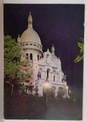 ŞEHİR KARTPOSTALI-FRANSA/PARİS SACRE COEUR BASİLİKASI GECE GÖRÜNTÜSÜ,ARKASINA YAZILMIŞ, RENKLİ, 12 X 16 CM EBADINDA - 1950'LER, 1960'LAR, 1970'LER, 1980'LER