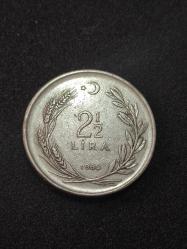 Efemera - 1960 2 1/2 Lira orjinal eski para - kitantik - kitaLog