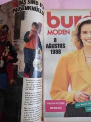 Burda Kadın Moda Dergi 8 Ağustos 1988 Almanca türkçe anlatımı vardir etekler,ceketler,elbiseler,çocuk kıyafetlerı,patronları içindedir