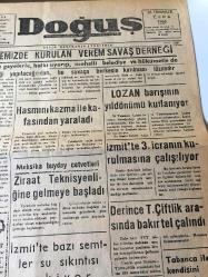 Doğuş  Gazetesi  Gölcük  Koceli 26 Temmuz 1968 Taşra Teşkilatı  -İlçemizde  Kurulan Verem  Savaş Derneği  - Hasmınıkazma  ile kafasından  Yaraladı -Lozan Barışının Yıldönümü  Kutlanıyor -Meksika Buğday Cetvelleri Ziraat Teknisyenliğine  Gelmeye Başladı- İzmit' te 3. icranın Kurulmasına  Çalışılıyor -İzmit' te bazı  Semt ler Su sıkıntısı çekiyor -Derınce T.Çiftlik Arasında Bakırtel Çalındı -Memleketimizde Yeni  Bir Petrol Bölgesi Bulundu-Siverek  Türkiye'nin  En  Büyük Petrol  Rezervi - Azgın Köpeklerden  korku  kalmadı - Konya   öğretymenleri can emniyetleri  içi Sunay ve Demirel'e başvurdular- Gölcük Verem Savaş Dernegi Ana Tüzüğü -Berlin Ulaştırmasında Engeller - Fenerbahçe Oğün' ü Geri Çağırdı -  Molnar  döndü , konuştu  