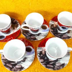 ROYAL WINDSOR FINE PORCELAIN , KAHVE YAZILI VE RESİMLİ 5 ADET KAHVE FİNCANI