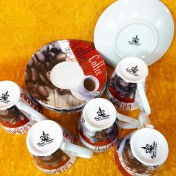 ROYAL WINDSOR FINE PORCELAIN , KAHVE YAZILI VE RESİMLİ 5 ADET KAHVE FİNCANI