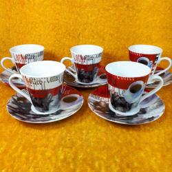 ROYAL WINDSOR FINE PORCELAIN , KAHVE YAZILI VE RESİMLİ 5 ADET KAHVE FİNCANI