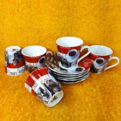 ROYAL WINDSOR FINE PORCELAIN , KAHVE YAZILI VE RESİMLİ 5 ADET KAHVE FİNCANI