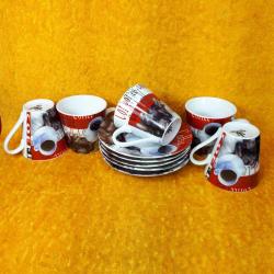 ROYAL WINDSOR FINE PORCELAIN , KAHVE YAZILI VE RESİMLİ 5 ADET KAHVE FİNCANI