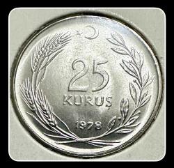 1978 - 25 Kuruş  “ÇİL+” (T.C Düz) “En Az Basılan” AB (TCM978)