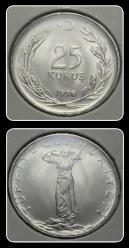 1978 - 25 Kuruş  “ÇİL+” (T.C Düz) “En Az Basılan” AB (TCM978)