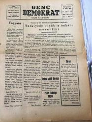 TOKAT  GENÇ DEMOKRAT -GÜNLÜK SİYASİ  GAZETE -YEREL TAŞRA BASINI -21 ŞUBAT 1957- Yıl :3  -Sayı 434- Yaygara -Tanınımış bir Amerikan  iş adamının beyanatı  -Türkiye de büyük iş  imkanı mevcuttur- Artova sağlık  merkezi - Pazar Belediye Seçimi- İlan Tokat Valiliğinden -Türk Dili (65) inci  Sayısı Çıktı -Kulak -Boğaz -Burun -Mütehassısı- Doktor -OPERATÖR -M. Kemal ALPONAT- Erdoğan ARIEL  -DİŞ TABİBİ -Zile D.P  Merkez  Bucak Kongresi -