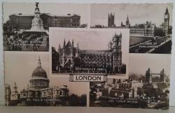 Efemera - ŞEHİR KARTPOSTALI-İNGİLTERE/LONDRA BUCKINGHAM SARAYI VICTORIA ANITI ST.PAUL KATEDRALİ LONDRA KULESİ VE TOWER BRIDGE PARLEMENTO BİNASI VE DİĞER MİMARİ YAPILARIN GÖRÜNTÜSÜ,ARKASINA YAZILMIŞ,SİYAH BEYAZ, 10 X 14 CM EBADINDA - 1950'LER, 1960'LAR, 1970'LER, 1980'LER - kitantik - kitaLog