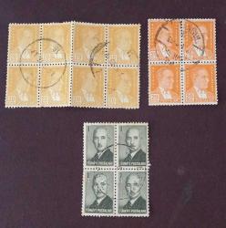 Atatürk & İnönü göbek damgalı 8li ve dörtlü bloklar