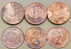 İngiltere 1946/66/67 Yılı Yarım Penny 3 Adet - ÇÇT