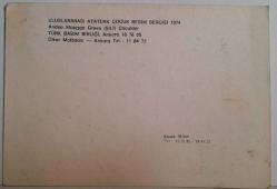 ULUSLARARASI ATATÜRK ÇOCUK RESİM SERGİSİ 1974 ANDEO MOPAGA GREVE ÇOCUKLAR KARTPOSTALI,ARKASINA YAZILMAMIŞ,RENKLİ, 12 X 16 CM EBADINDA