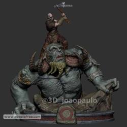 Kratos vs Troll God Of War PlayStation Oyunu Figürü 28 Cm