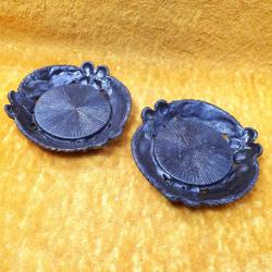 VINTAGE EL YAPIMI MİNELİ ÇİÇEKLER DEKORLU BİR ÇİFT PİRİNÇ  MUMLUK