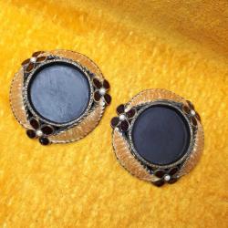 VINTAGE EL YAPIMI MİNELİ ÇİÇEKLER DEKORLU BİR ÇİFT PİRİNÇ  MUMLUK