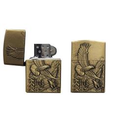 Eskitme Sarı Renkli Kartal Logolu Gazlı Metal Çakmak