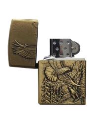 Eskitme Sarı Renkli Kartal Logolu Gazlı Metal Çakmak