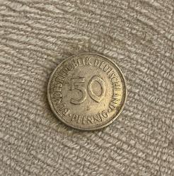 1969 Almanya 50 pfennig madeni para ÇT