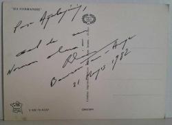 BİR YEMEK MASASINDAN ERKEK GÖRÜNTÜSÜ VE ÖNÜNDE NORMAN'IN DUASI YAZAN FRANSIZ KARTPOSTALI,ARKASINA YAZILMIŞ,RENKLİ, 11 X 15 CM EBADINDA