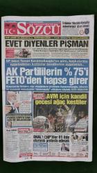 Sözcü Gazete 16 Nisan 2018 Ak Partililerin %75'i FETÖ'den Hapse Girer,Temel Karamollaoğlu,Recep Tayyip Erdoğan,Veli Ağbaba,Turgut Özal,Galatasaray 2-0 Başakşehir,Yuto Nagatomo,Eren Derdiyok,Sinan Gümüş,Jason Denayer,Şenol Güneş,Mariano,Gözde Kırdar,Aykut Kocaman,Mathieu Valbuena,Tolga Sarıtaş,Maxx Royal Reklamı