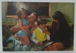 SEVGİ TEMALI AİLE KARTPOSTALI,ARKASINA YAZILMIŞ,RENKLİ, 11 X 15 CM EBADINDA