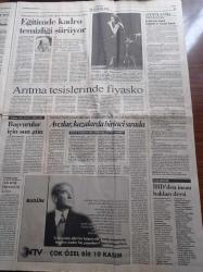Cumhuriyet Gazetesi - 10 Kasım 1997 - Türkiye Cumhuriyeti'nin Kurucusu Atatürk'ü Ölümünün 59. Yılında Anıyoruz - Eşber Yağmurdereli Özgür - İzmir 1 Mayıs Kutlaması - Fazıl Hüsnü Dağlarca 10 Kasım 1938'i İşitmek - İktidar Alarmda DYP Pazarlıkta - Milli Eğitimde Kadro Temizliği - Şarkıcı Nilüfer Yine Büyüledi