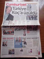 Cumhuriyet Gazetesi - 22 Ocak 2016 -  Tuzlaspor Fenerbahçe Maçına Akbil Basıp Gitti -İşte Galatasaray'ın UEFA Tutanakları - Hami Mandıralı - Koç Holding Yönetim Kurulu Başkanı Mustafa Koç Hayatını Kaybetti - Mustafa Koç İçin Taziye Mesajı  Yağdı - TÜSİAD - Tüpraş - Divan - Rahmi Koç - Abdullah Öcalan Nihal Bengisu Karaca'yı Kovarım - Ali İsmail Korkmaz - Berat Albayrak Başbakan'ın Koltuğunda