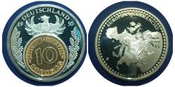 Efemera - Almanya 10 pfennig temalı Proof baskı hatıra Altın ve Gümüş kaplama Madalyon 40mm - kitantik - kitaLog