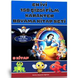En İyi 150 Çizgi Film Karakterleri Boyama Kitap Seti (6 Kitap)