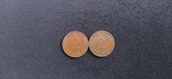 2 ÂDET ALMANYA MADENİ PARASI 2 PFENNİG. 1982 VE 1969 TARİHLİ. KONDİSYON 9/10. KOLEKSİYONLUK