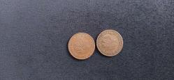 2 ÂDET ALMANYA MADENİ PARASI 2 PFENNİG. 1982 VE 1969 TARİHLİ. KONDİSYON 9/10. KOLEKSİYONLUK