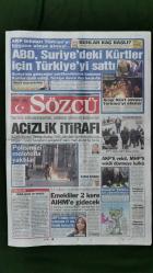 Sözcü Gazete 2 Kasım  2012 Acizlik İtirafı,Hillary Clinton,Akmet Davutoğlu,Oktay Saral,Burhan Kuzu,Oktay Vural,Süleyman Demirel,Manuel Fernandes,Fikret Orman,Batuhan Karadeniz,Alexander Kerzhakov,Emre Belözoğlu,Fatih Terim,Ünal Aysal,İrina Shayk,Recep Akdağ,Beşar Esad,Barack Obama,Hayrunisa Gül,İdris Şahin,Nimet Baş,Emine Erdoğan,Orhan Gencebay,Sevim Emre,Özcan Deniz,Fahriye Evcen,Sibel Can,Wilma Elles Trakya Cam Reklamı,Yeni Rakı - Opel Reklamı