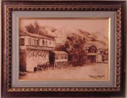 AHŞAP ÜZERİNE YAKMA TABLO - ESKİ ANTAKYA ŞEHRİ RESMİ