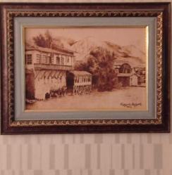 AHŞAP ÜZERİNE YAKMA TABLO - ESKİ ANTAKYA ŞEHRİ RESMİ