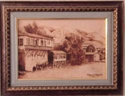 AHŞAP ÜZERİNE YAKMA TABLO - ESKİ ANTAKYA ŞEHRİ RESMİ