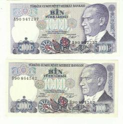 Efemera - 7. EMS A90-B90 1000 LİRA ÇÇT *SON NUMARA* SARI-BEYAZ KAĞIT **NADİR** - kitantik - kitaLog