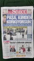 Sözcü Gazete 3 Eylül 2014 Paşa Kimden Korkuyorsun !,Org.Necdet Özel,Kemal Kılıçaroğlu,Yüzbaşı Burcu Arpacı,Ahmet Davutoğlu,Sıla Şahin,Hasan Ruhani,Yeşim Ceren Bozoğlu,Burcu Kara,Yağmur Ünal,Bade İşçil,Defne Samyeli,Gökhan Keser,Niran Ünsal,Demet Akalın,Nur Fettahoğlu,Muazzez Ersoy,Gizem Karaca,Tan Taşçı,Selami Şahin,Feridun Düzağaç,Beşar Esad