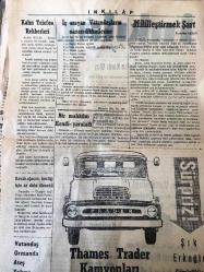 ÇANAKKALE İNKILAP GAZETESİ -SİYASİ  MÜSTAKİL -Yerel Taşra  Basını - 23 Eylül 1965 -Yıl :12 -SAYI :2968-Havranda Meydana Gelen Kanlı  Olay -Orhaneli Ormanlarından 50 Ton Reçine İstihsal Edildi-Arkadaşlık İçin  Kız Kaçırdılar  -Sivil  Savunma  Filmi Gösteriliyor -Sophia Loren ''in  Kocası -Onasis Gemilerinde Kadın Tayfa Kullanma Niyetinde -  Bir Mahkum  Kendini Yaraladı -Mililleştirmek Şart  Feyzullah Aktan-