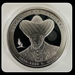 2022 Osmanlı Padişahları Serisi No:3  “1. MURAD” 20 Lira (31,10 Gr. 925 Ayar Proof Gümüş) - ÇİL(+)SERTİFİKALI (MDL3)