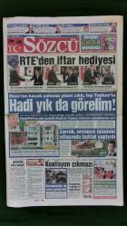 Sözcü Gazete 4 Temmuz 2015 RTE'den İftar Hediyesi,Recep Tayyip Erdoğan,İsmet Yılmaz,Ahmet Davutoğlu,Org. Necdet Özel,Reza Zarrab,Kadir Topbaş,Luis Nani,Josef De Souza,Mehmet Topal,Lukas Podolski,Maxi Pereira,Şota Arvaladze,Loic Remy,Vitor Pereira,Hayati Yazıcı,Şafak Pavey,Ekrem İmamoğlu,Müjdat Gezen,Kemal Sunal,Ekmeleddin İhsanoğlu,Felipe Melo,Vodafone Reklamı