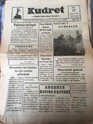 AFYON KUDRET  GÜNLÜK SİYASİ GAZETESİ -YEREL TAŞRA BASINI  -    17 MAYIS 1960- YIL :3 SAYI :865-Valimiz iyileşti -Teşekkür  Afyon Valisi Hüseyin Meydanoğlu -Ormanları tahrip edenler için cezalar arttırılacak -Yeni Meclisi Binası  29 Ekim de Açılıyor -Yeni kira kanunu -Resimleri  Haberler -10 bin turist gelecek - Doktor Turgut  Aktan  Röntgen ve Muayene