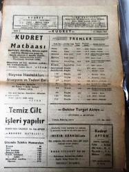 AFYON KUDRET  GÜNLÜK SİYASİ GAZETESİ -YEREL TAŞRA BASINI  -    17 MAYIS 1960- YIL :3 SAYI :865-Valimiz iyileşti -Teşekkür  Afyon Valisi Hüseyin Meydanoğlu -Ormanları tahrip edenler için cezalar arttırılacak -Yeni Meclisi Binası  29 Ekim de Açılıyor -Yeni kira kanunu -Resimleri  Haberler -10 bin turist gelecek - Doktor Turgut  Aktan  Röntgen ve Muayene