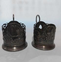 Gümüş veya gümüş kaplama Osmanlı son dönem bardak zarfı..Damgalıdır..